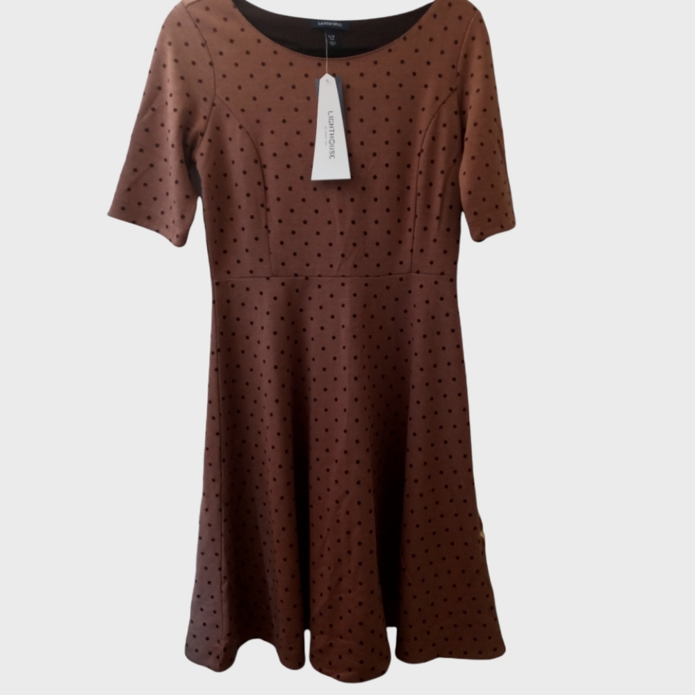 Land's End Polka Dots Dress Brown/ Black Size S/P